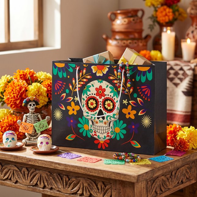 Döda dagen Socker Skalle Blomma Svart (Celebrate Dia de los Muertos with this Day of the Dead sugar skull floral black design. )