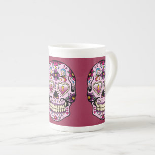 Döda Dagen Socker Skalle Rosa Benporslin Mugg