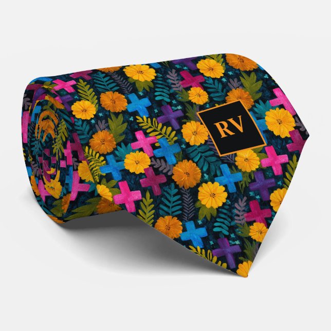 Döda dagens kors och sammetsblommor  slips (Rullad)