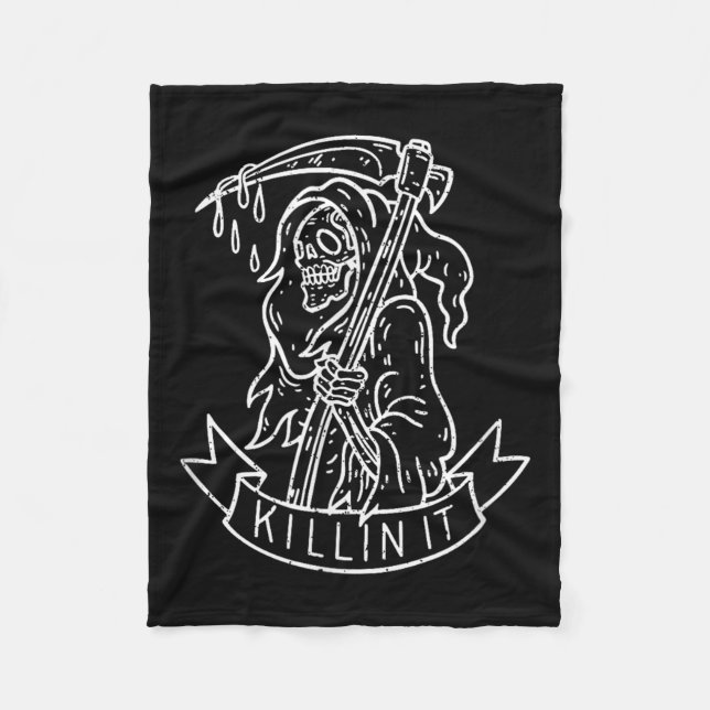 Döda den, Lusnyj Grim Reaper Distress Tattoo Art Fleecefilt (Framsidan)