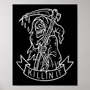 Döda den, Lusnyj Grim Reaper Distress Tattoo Art Poster