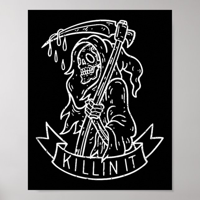 Döda den, Lusnyj Grim Reaper Distress Tattoo Art Poster (Framsidan)
