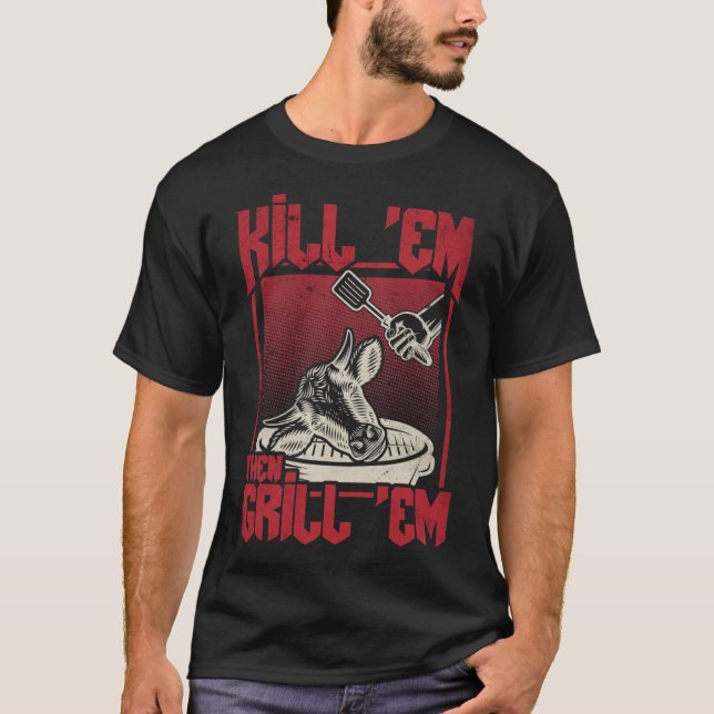 Döda Em Grill Em Bbq T Shirt (Framsida)