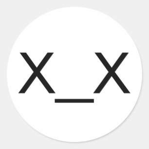 döda Emoticonklistermärkear för x_x Runt Klistermärke