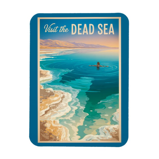 Döda havet Illustration Resa Konst Vintage Magnet (Vertikal)