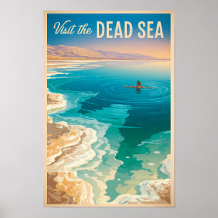 Döda havet Illustration Resa Konst Vintage Poster