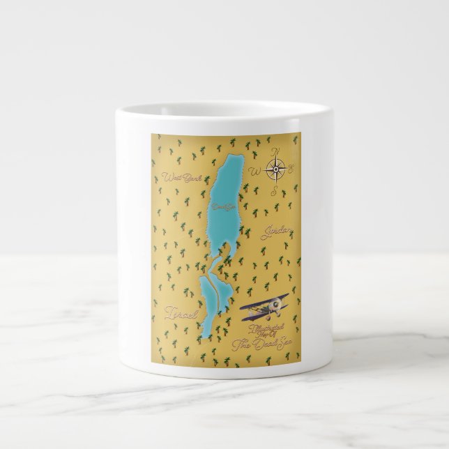 Döda havet vintagekarta jumbo mugg (Framsidan)