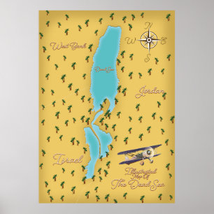 Döda havets vintage karta poster