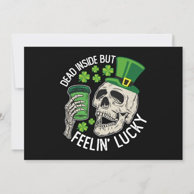Döda insidan men Feelin's Lucky Skull St Patrick's Inbjudningar (Framsida)