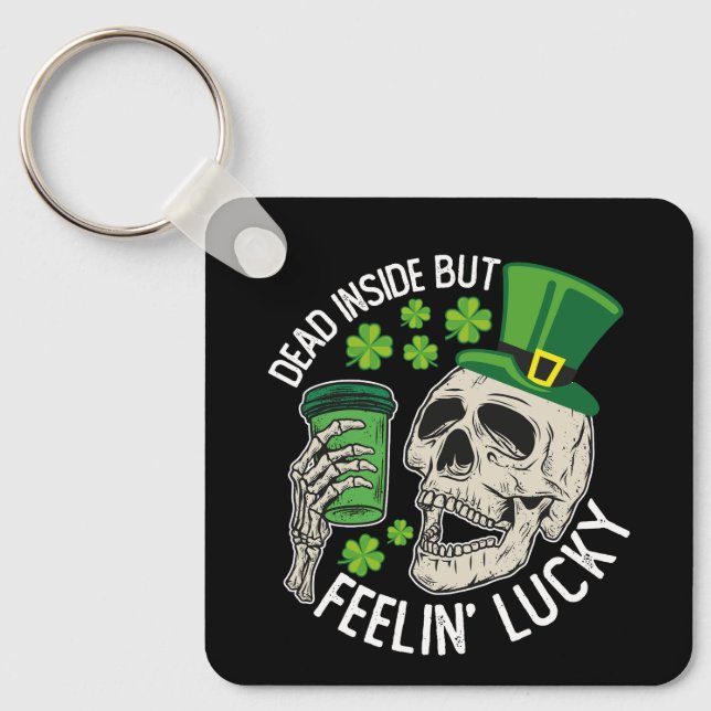 Döda insidan men Feelin's Lucky Skull St Patrick's Nyckelring (Framsida)