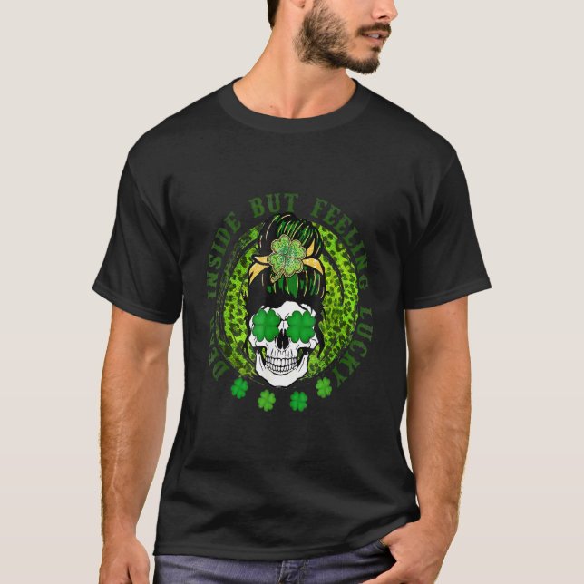Döda insidan men känner Lucky Messy Bun Skull St P T Shirt (Framsida)
