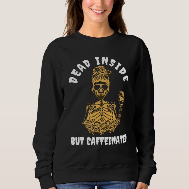 Döda insidan men koffeinerad Skeleton-kaffe Älskar T Shirt (Framsida)