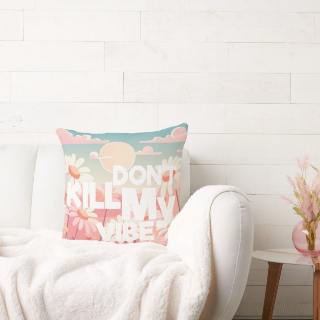 Döda inte min vibe - Retro Daisy Sunshine Art Kudde (Soffa)