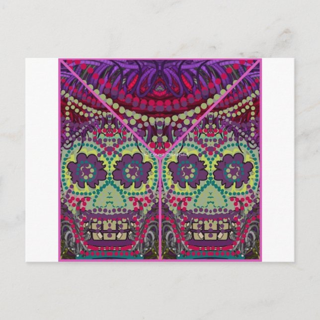 Döda Syster DagDia do Muertos Socker Skallar Vykort (Framsida)