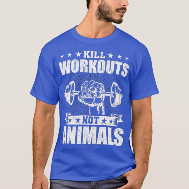 Döda-workouts inte djur Vegan Bodybuilding T Shirt (Framsida)