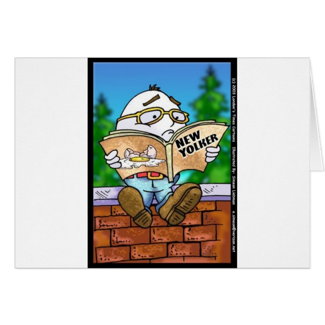 Dödade New Yorker Humpty Dumpty? Tecknade presente Hälsningskort (Framsidan Horizontal)