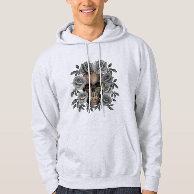 DODBLOMSTERbukett SVART OCH VIT Hoodie (Framsida)