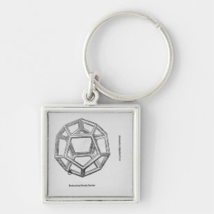 Dodecahedron från 'De Divina Proportione' Fyrkantig Silverfärgad Nyckelring