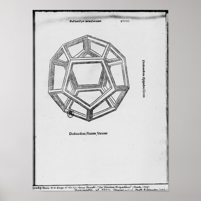 Dodecahedron, från "De Divina Proportione" Poster (Framsidan)