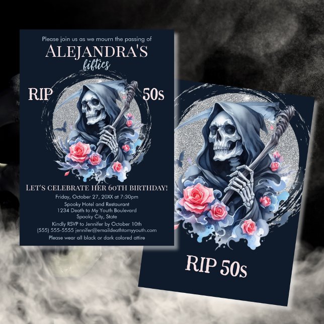 Döden åt min ungdom Grim Reaper 60-årsfest Inbjudningar (Skapare uppladdad)