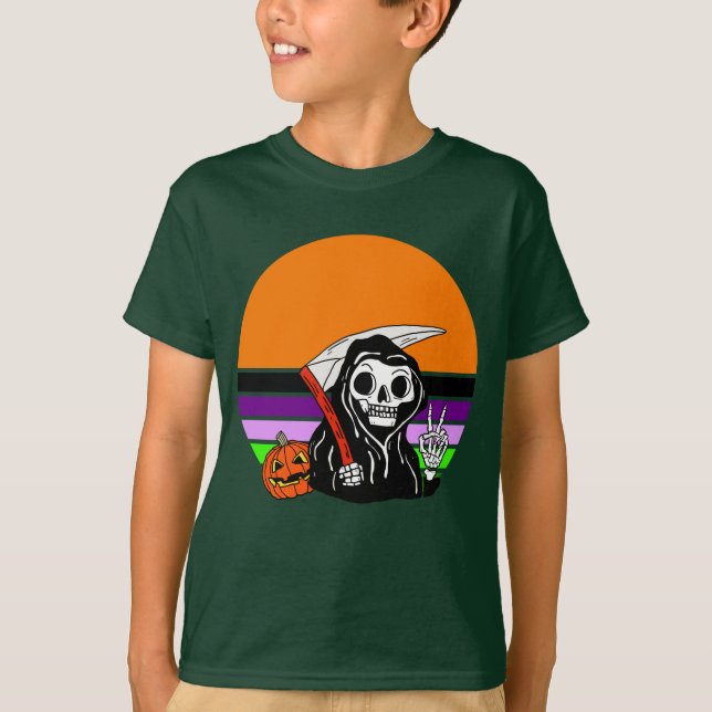 Döden - Halloween Solnedgång Jack O'Lantern T Shirt (Framsida)