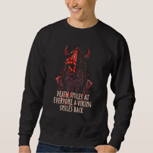 Döden ler åt alla Vintage Viking Retro Norse Lång Ärmad Tröja