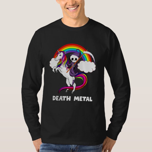 Döden Metall Sten Kärlek Regbow Grim Reaper Riding T Shirt (Framsida)