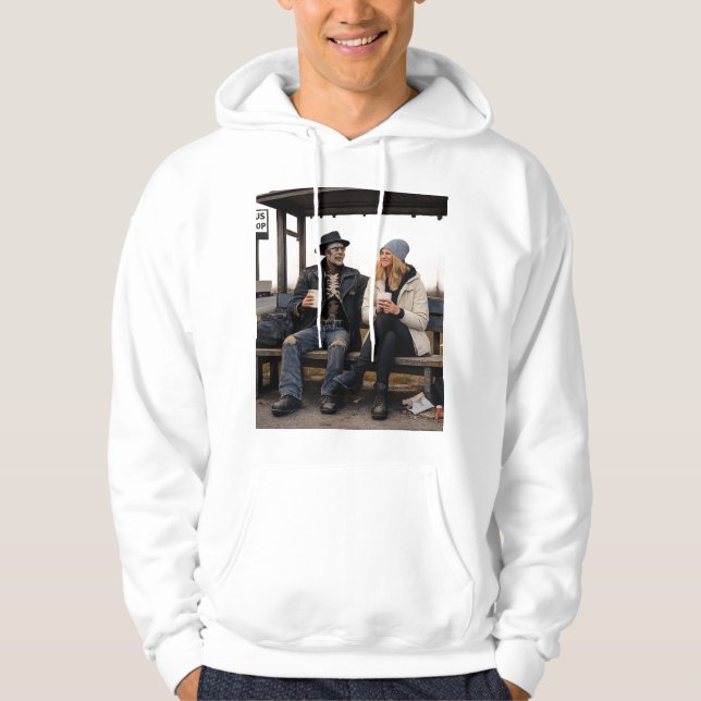“Döden Missar Aldrig Kaffe ☕💀” Hoodie (Framsida)