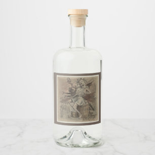 Döden och Djävulen vintage 1830-talet Spritflaskor Etikett
