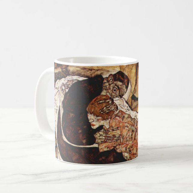 Döden och flickan av Egon Schiele Kaffemugg (Framsida vänster)