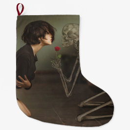 Döden och Young Woman Stor Julstrumpa