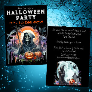 Döden-pumpa och kyrkogård Halloween-fest Inbjudningar