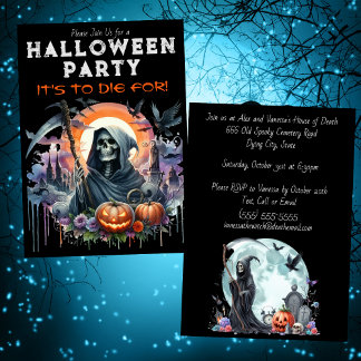 Döden-pumpa och kyrkogård Halloween-fest Inbjudningar