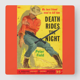 Döden Rides Night western bok täcke Fyrkantig Klocka