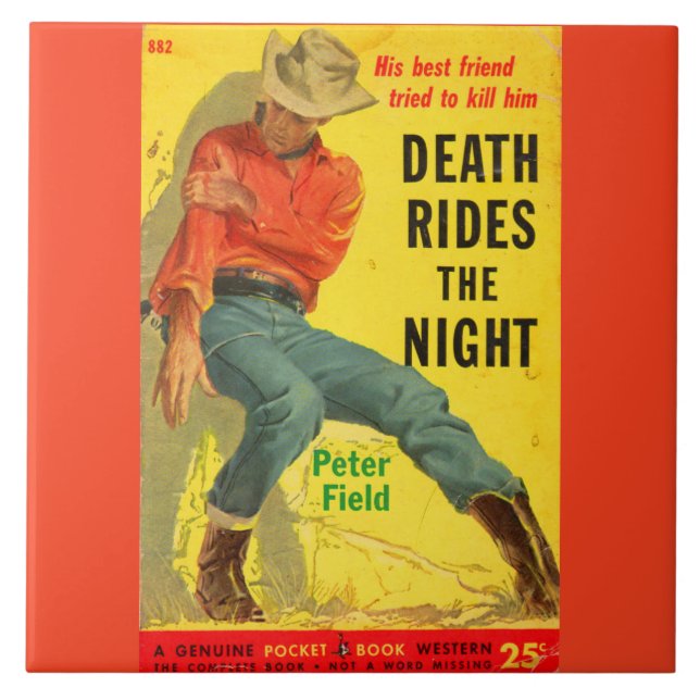 Döden Rides Night western bok täcke Kakelplatta (Framsidan)