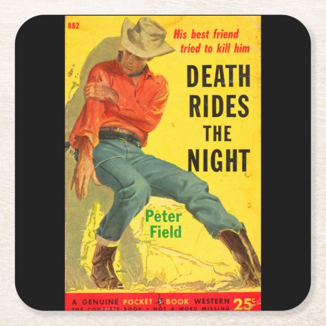 Döden Rides Night western bok täcke Underlägg Papper Kvadrat (Framsidan)