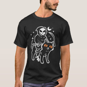Döden, spöke rider en svart katt t shirt