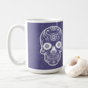 Dödens Dag Vit Socker Skalle Lila Kaffemugg
