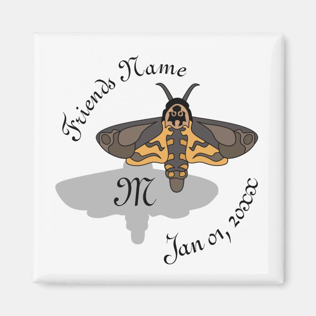 Dödens Hawk Head Moth Monogram Magnet (Framsidan)