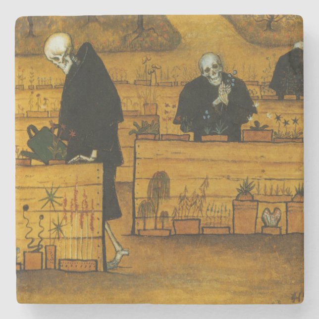 Dödens trädgård (av Hugo Simberg) Stenunderlägg (Framsidan)