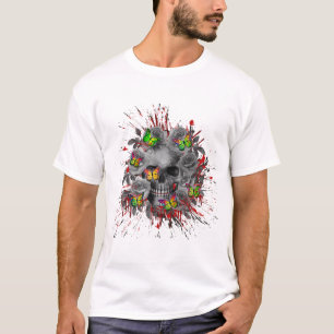 DODENSHUVUD BLOMMOR FÄRGRIKA FJÄRILAR T SHIRT