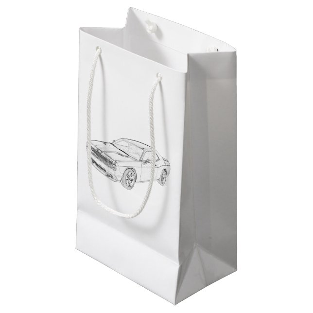 Dodge Challenger Black and White Teckning Gift Bag (Framsidan Vinklad)