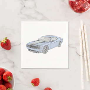 Dodge Challenger Classic Blue Mopar Muscle Car Art Pappersservett