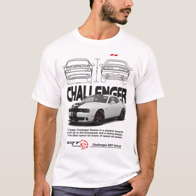 Dodge Challenger - Muscle Car Power and Iconic Sty T Shirt (Framsida)