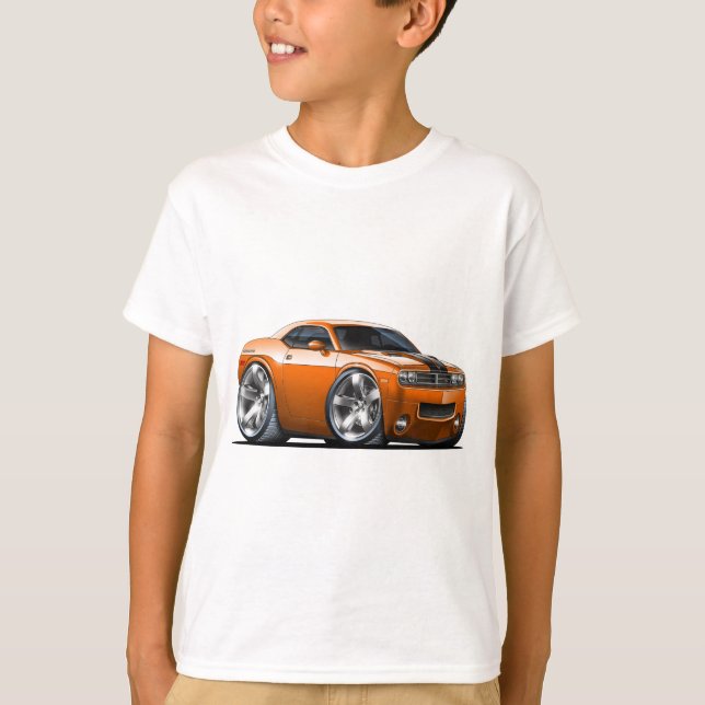 Dodge Challenger Orange Car T Shirt (Framsida)