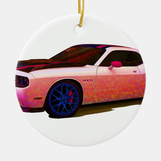 Dodge Challenger SRT8 ACR Julgransprydnad Keramik (Framsidan)