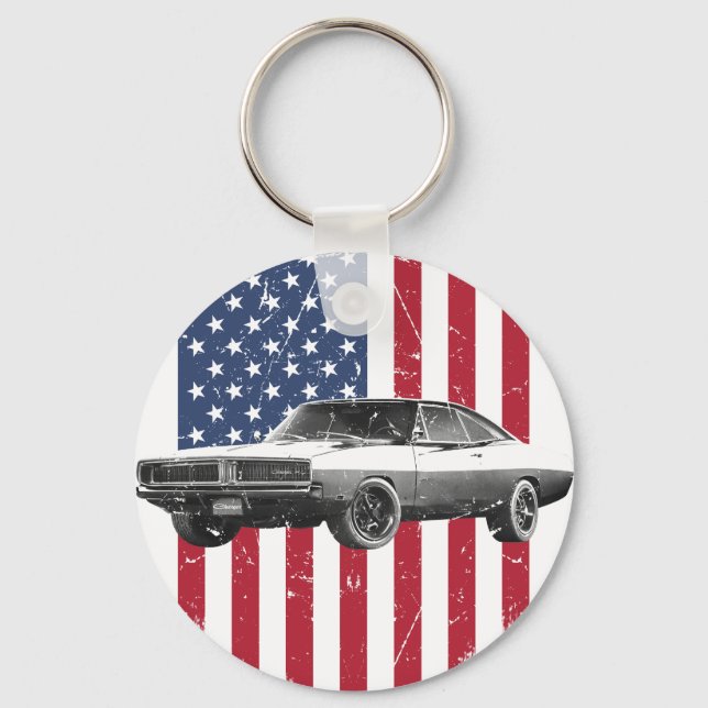 dodge charger amerikansk flagga nyckelring (Framsida)