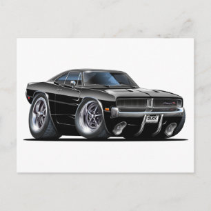 Dodge Charger Black Car Vykort