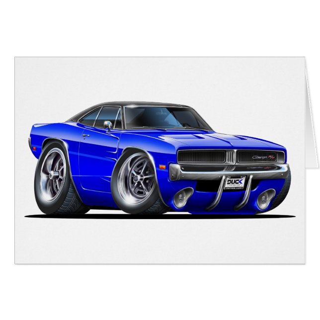 Dodge Charger Blue Car Hälsningskort (Framsidan Horizontal)
