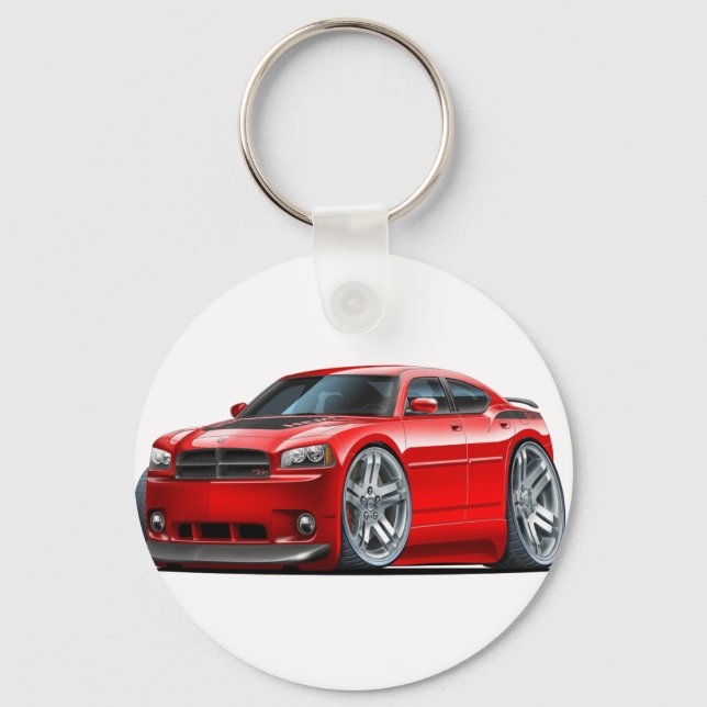 Dodge Charger Daytona Red Car Nyckelring (Framsida)